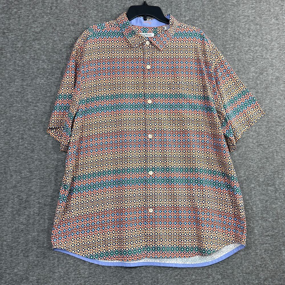 Tommy Bahama Shirt Mens 2XL Silk Colorful Bodega Dunes Tiles Casual
